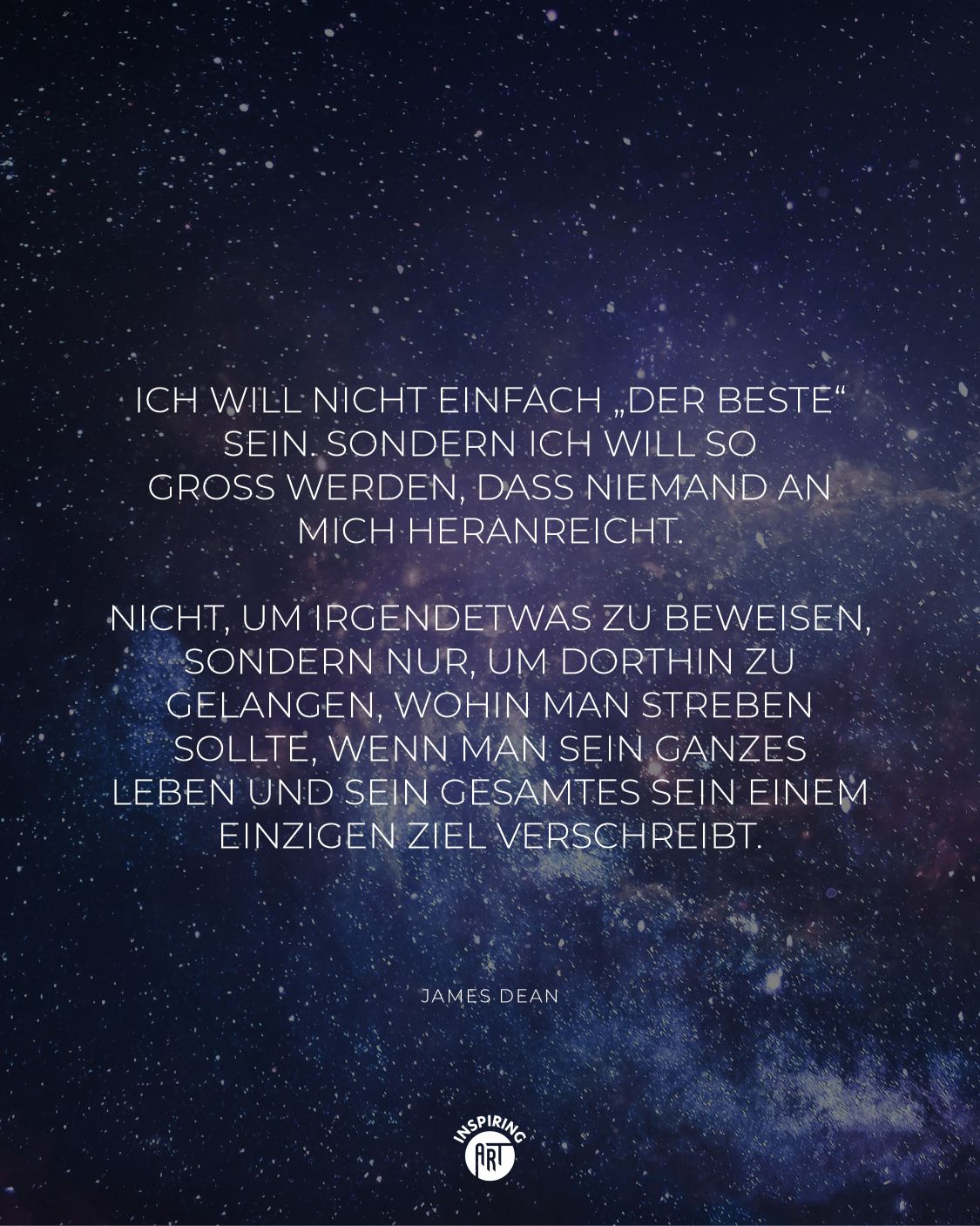 Ich will nicht einfach „der Beste“ sein. Sondern ich will so groß werden, dass niemand an mich heranreicht. Nicht, um irgendetwas zu beweisen, sondern nur, um dorthin zu gelangen, wohin man streben sollte, wenn man sein ganzes Leben und sein gesamtes Sein